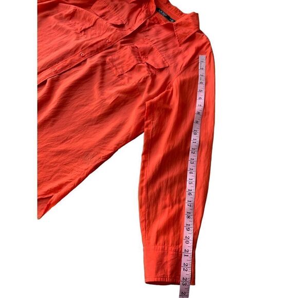 Lauren Ralph Lauren Cotton/Silk Blend Red Orange Button Down Shirt - Picture 10 of 10